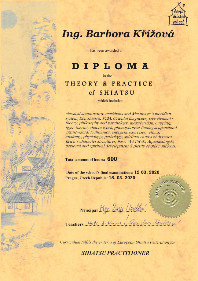 Shiatsu aru-nanta Barbora Krížová - theory and practice of shiatsu